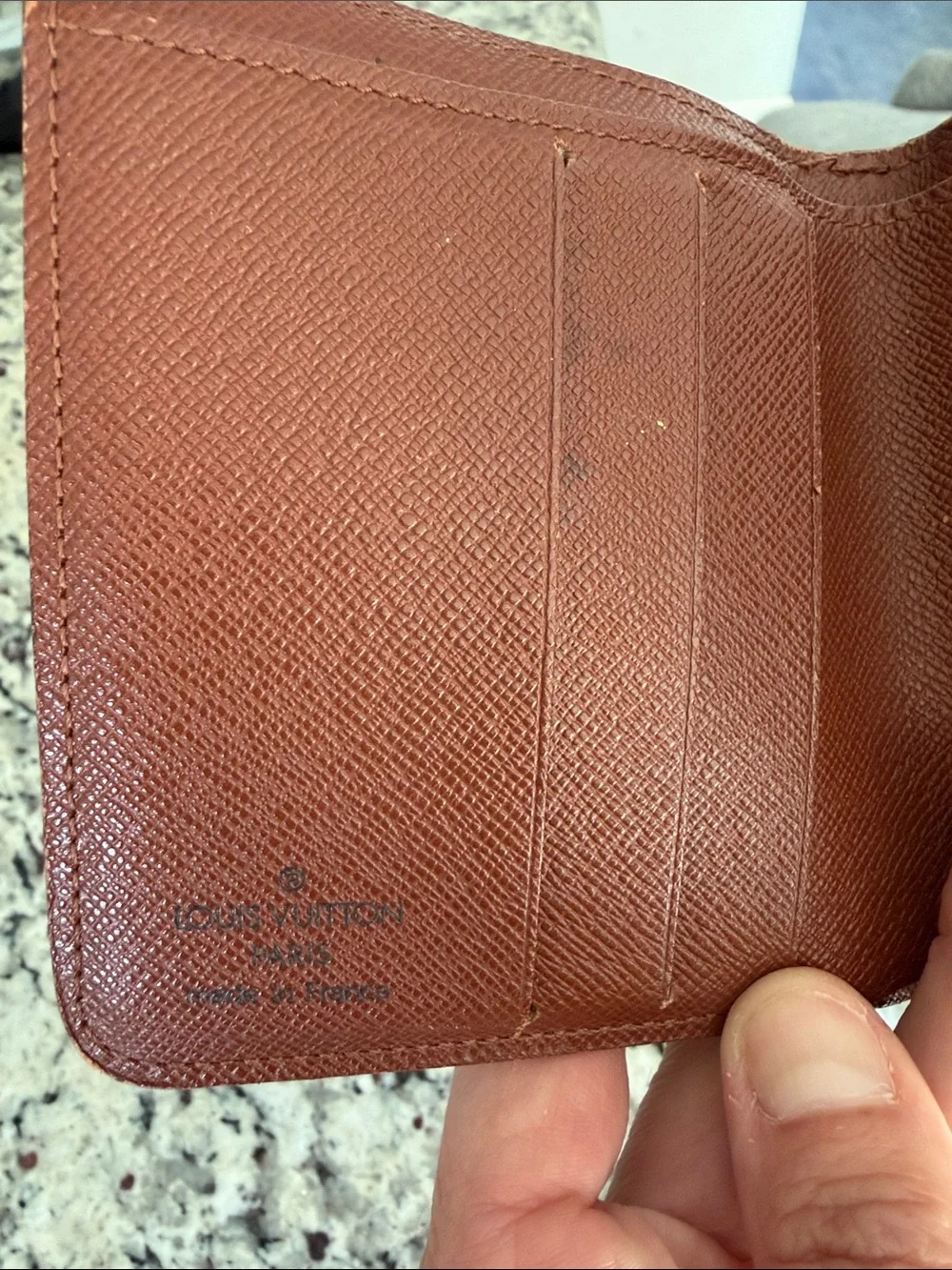 Louis Vuitton Brown Monogram Canvas Card Holder with Gold Snap